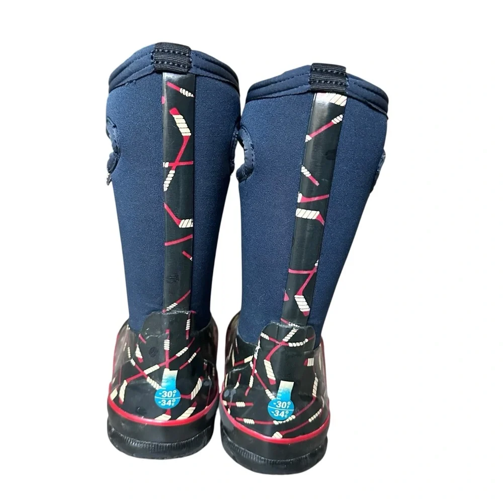 Bogs Classic Hockey Winter Boots Black Red‎ White Toddler Size 11